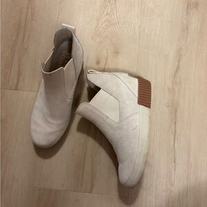 Cream Sorel Slip-On Ankle Boots
